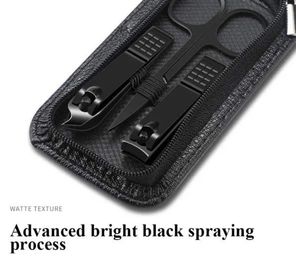 6 Pcs Portable Luxury Manicure Sets Pedicure Kits Bright Black Nail Clipper Set Personal Care Tools.jpg_ 1 595x516