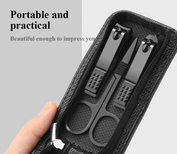6 Pcs Portable Luxury Manicure Sets Pedicure Kits Bright Black Nail Clipper Set Personal Care Tools.jpg_ 595x516
