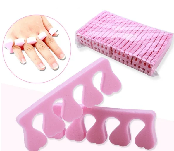 Soft Pink 100pcs Finger Toe Separators Manicure Pedicure Foot Care Compressed Sponge Nail Art Tools Suitable 3 595x516